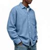 Single Breasted Vintage Long Sleeve Shirt Men Loose Solid Color Spring Autumn Men's Casual Pocket Shirt