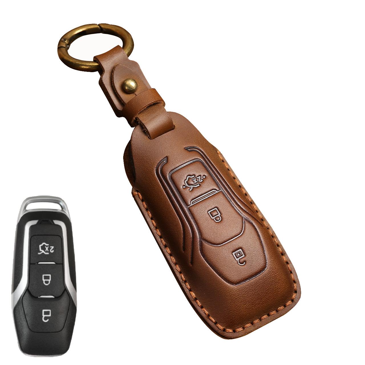 

Leather Shell Fob Holder Car Key Case Cover For Ford Figo 2017 Mondeo 5 Ecosport Fiesta Everest Ranger Fusion Kuga Escort F150 коричневый