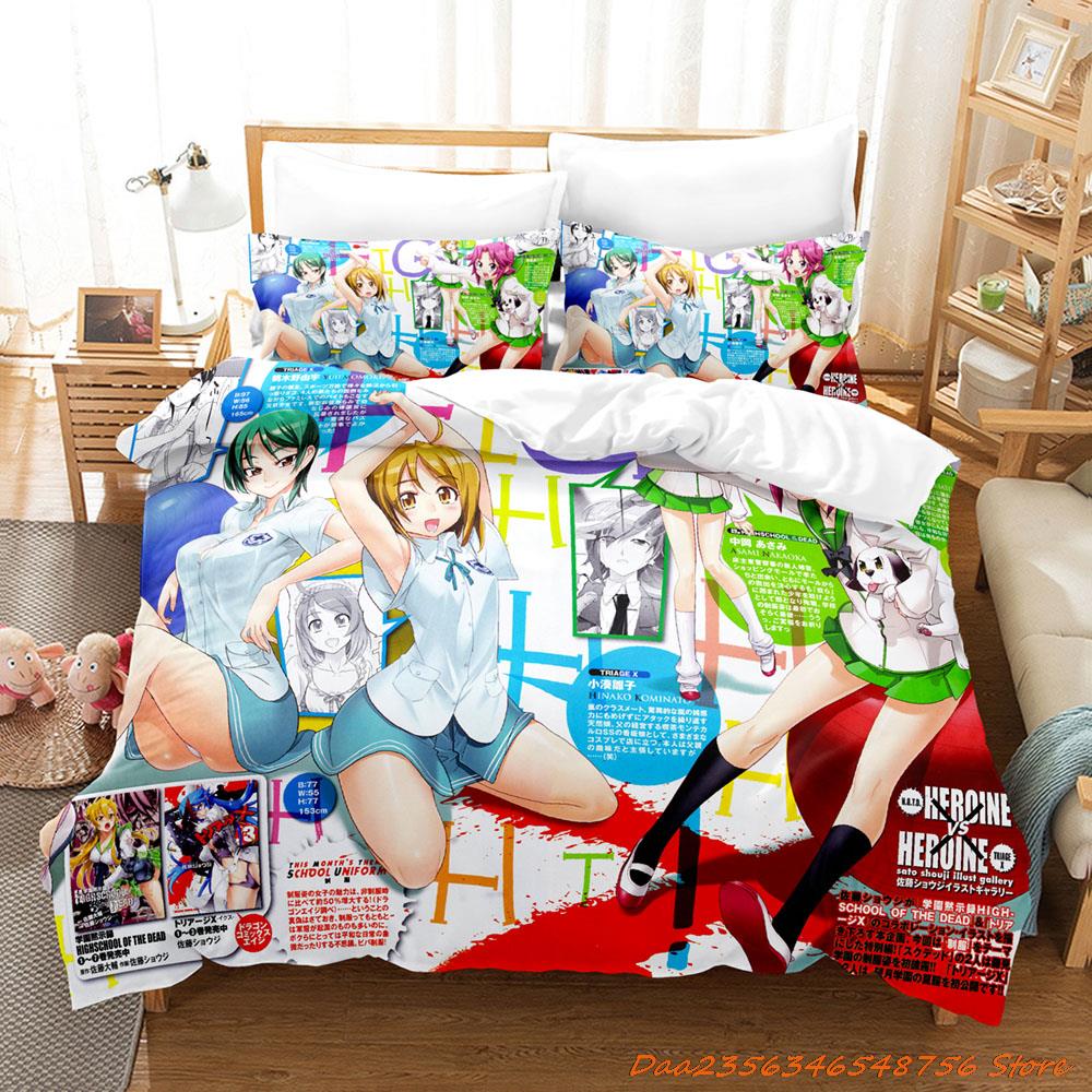 Comforter Cexy Girl Highschool Of The Dead Bedding Set Single Twin Full Queen King Size Bed Set Adult Kid Bedroom Duvet Sets