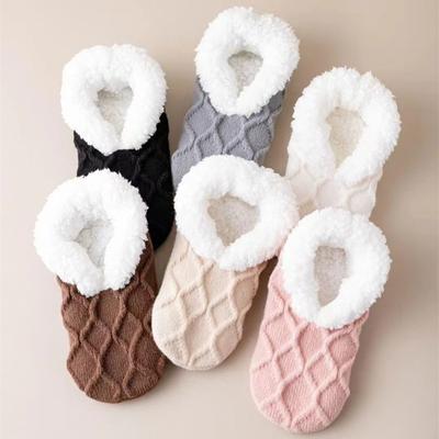 1 paar Verdickt Warme Rutschfeste Boden Socken Samt Schuhe Hause Verwenden Frauen Winter