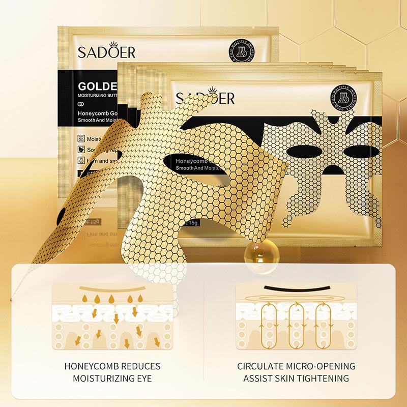 10Pcs Sadoer Peptide Golden Collagen Eye Mask Moisturizing Firming Smooth Anti Dark Circle Eye Patches Eyes Masks Skin Care