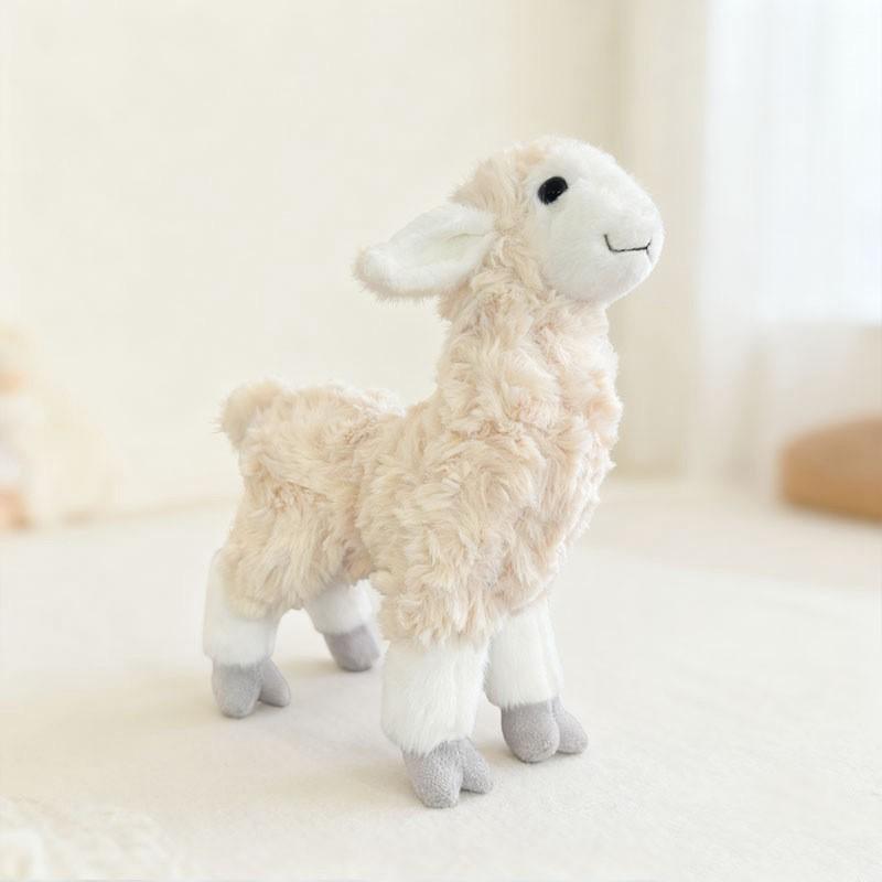 White Alpaca Plush Toy, Mountain Goat Stuffed Animal, Soft & Cuddly Companion Doll for Kids, Birthday Gift, 12 Inches