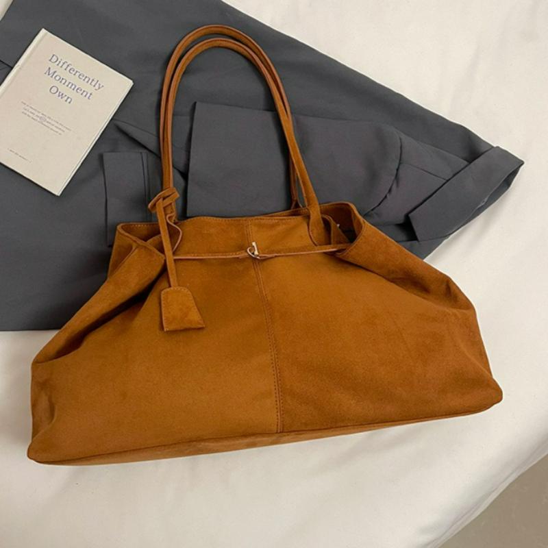 New Suede Shoulder Bag Women Fashi Retro Large Top Handle Bag for Daily Commute Comfortable and Versatile Texture Storage Bags