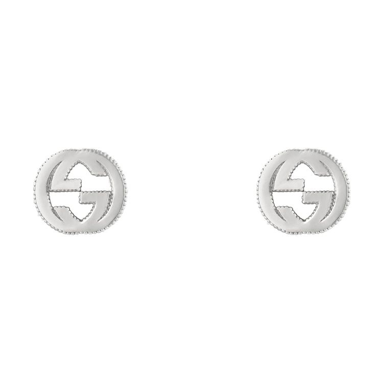 Gucci Interlocking G Double G Pattern Shiny 925 Silver Earrings Women Earrings 479227-J8400-8106 Dust Bag+Box (Random Color)