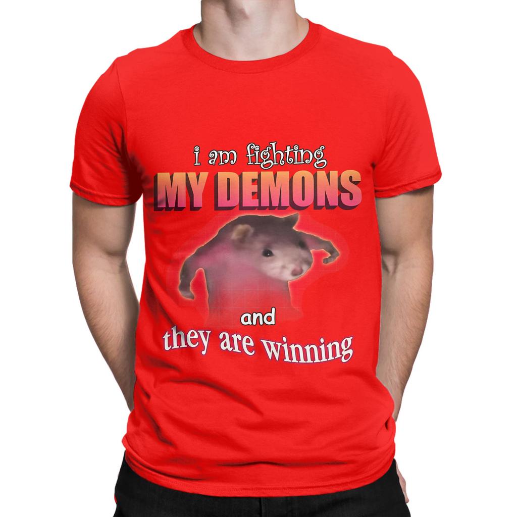 Im Fighting My Demons and They Are Winning Word Art Meme Novelty 100 Cotton TShirt Meme Tees Tops For Unisex