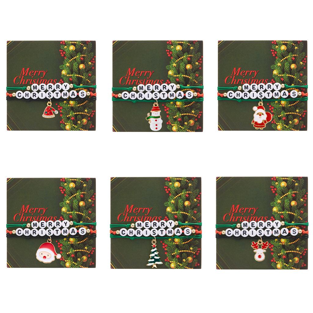 Christmas Bracelet Set Stretch Bracelets with Christmas card Heishi Surfer Bracelets  bracelets for Women xmas gifts