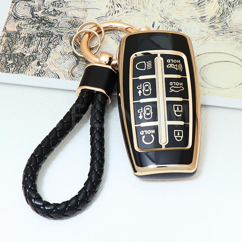 TPU 8 Tasten Autoschlüsselhülle für Hyundai Genesis G80 GV70 GV80 2019 2020 2021 2022 Fernbedienungsschlüsselhalter Autozubehör