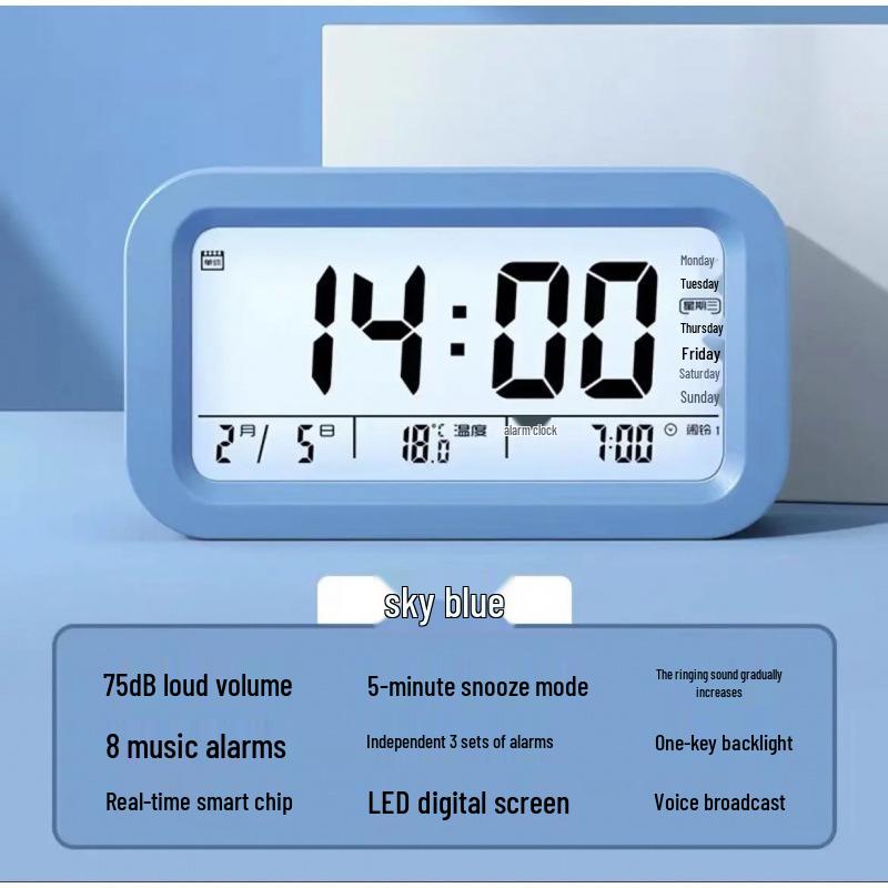 Luminous Charging Alarm Clock with Voice Announcer
