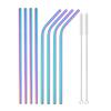 Metal 304 Stainless Steel Straw Straight Bent Drinking Straw Colorful Reusable Straw Set With Case Cleaning Brush Bar Accessory 5