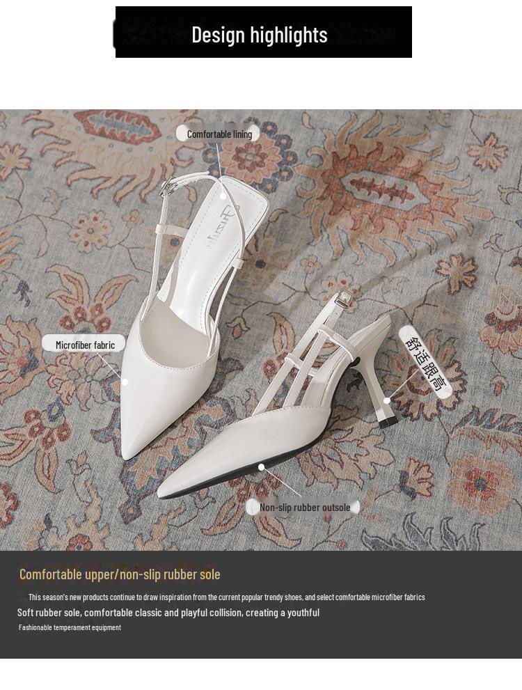 8369-5 Women's Closed Toe Stiletto High Heels - Summer 2023 Patent Leather Pointed Sandals