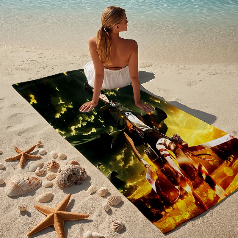 proof beach towel with a Attack on Titan2 pattern - soft,absorbent,quick-drying,machine washable - perfect for swimming,camping,bathing