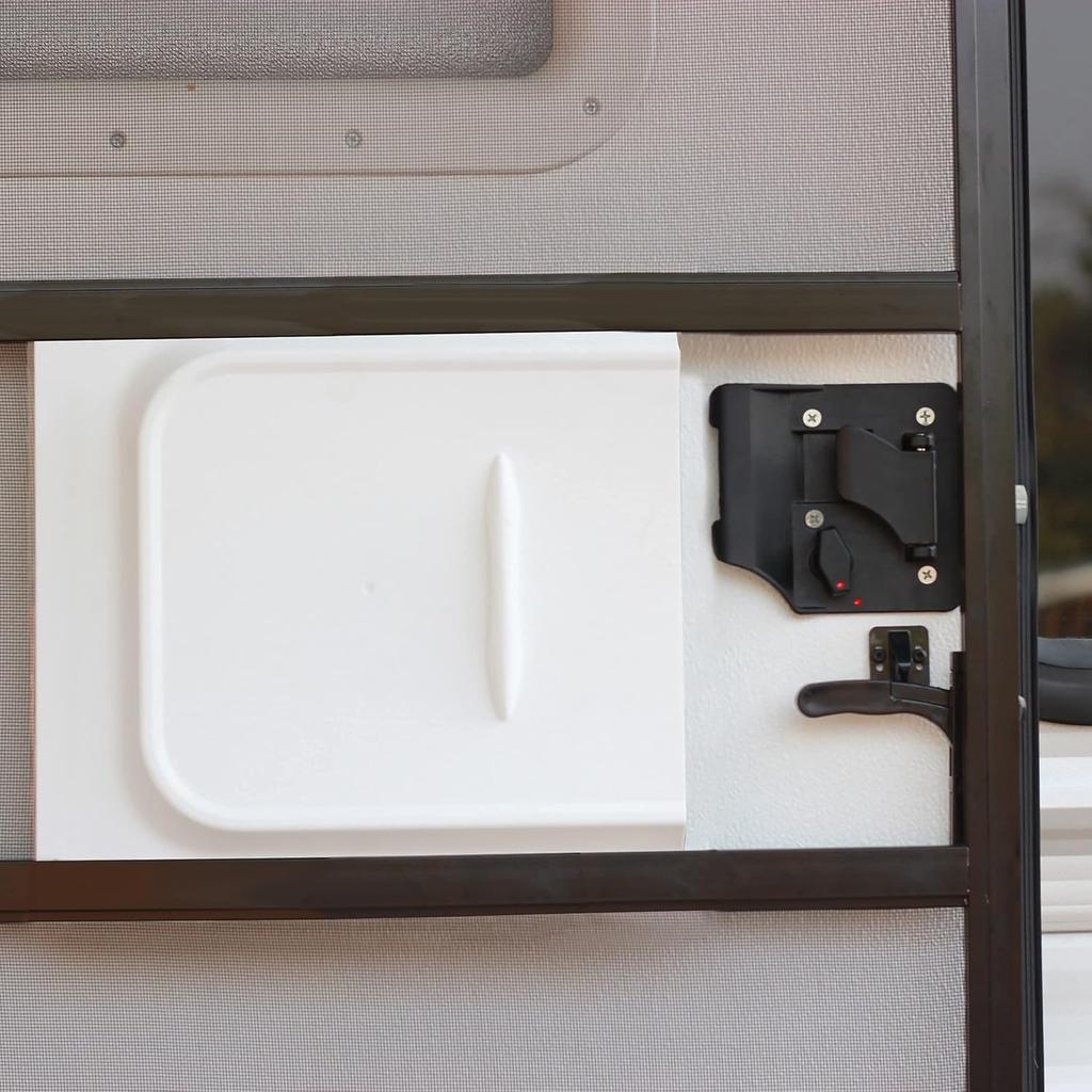 RVMATE Screen Door Slide With Slide Stop, 12" Panel For RV, Trailer, Camper, Motor Home, White