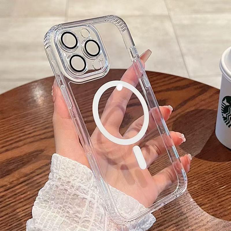 Clear Acrylic Magnetic Snap-on Case IPhone 16/17 Series With AI Button Shockproof Anti-Fingerprint