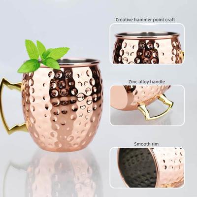 Kubek z czystej miedzi 500 ml Ręcznie robiony Kubek do Moscow Mule Pogrubiony Gładkie wykończenie Kubki Moscow Mule Mules Koktajle Kawa Piwo