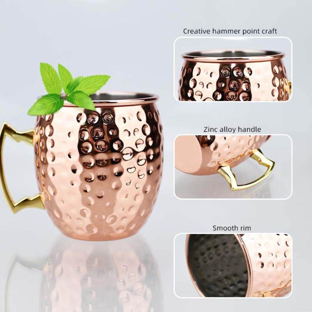 Kubek z czystej miedzi 500 ml Ręcznie robiony Kubek do Moscow Mule Pogrubiony Gładkie wykończenie Kubki Moscow Mule Mules Koktajle Kawa Piwo