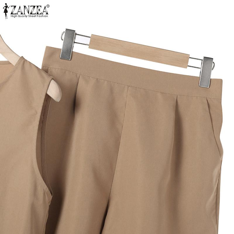 ZANZEA Women Sleeveless Tank Tops and Shorts Summer Two Piece Suit Sets