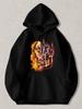 Men' & Women' Futuristic Hooded Sweatshirt - Abstract Sci-Fi Cityscape Print Hoodie with Orange/Red Neon Urban Graphic Regular Fit