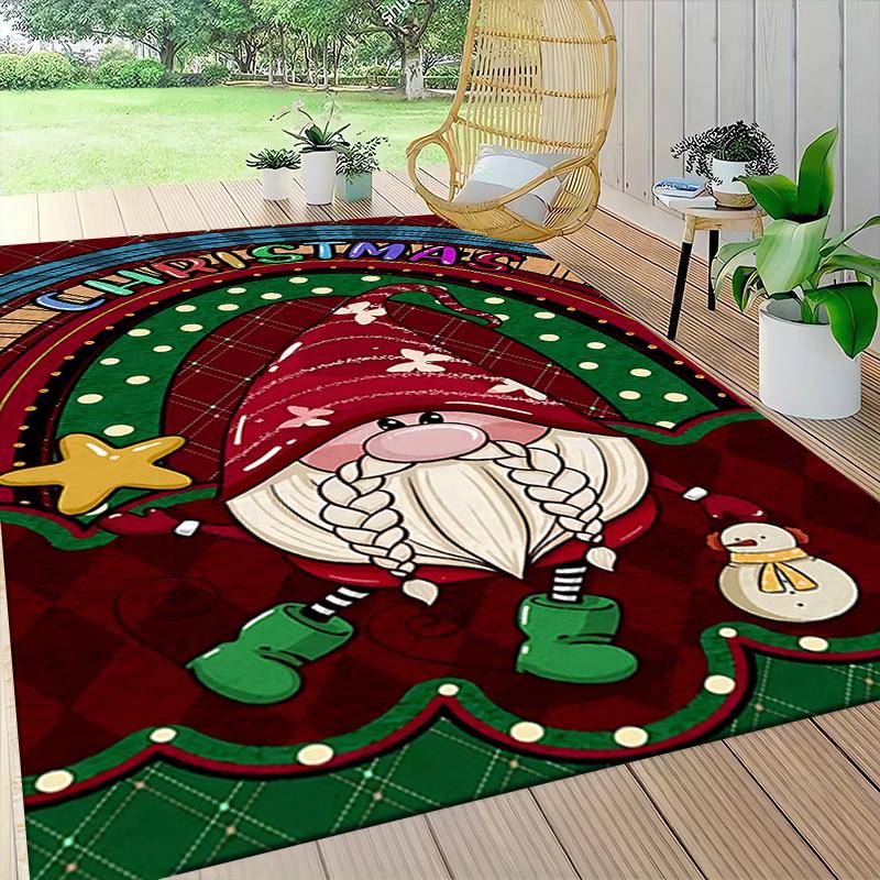 1Pc Gnome Christmas Tree Celebration Carpet Rug Soft Washable Antislip Home Living Room Sofa Mats Personalized Christmas Rug