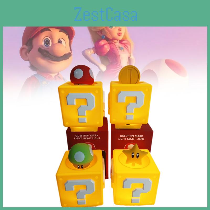 Bros Super Mario Night Lamp Question Mark Star Mushroom Rechargeable Bedroom