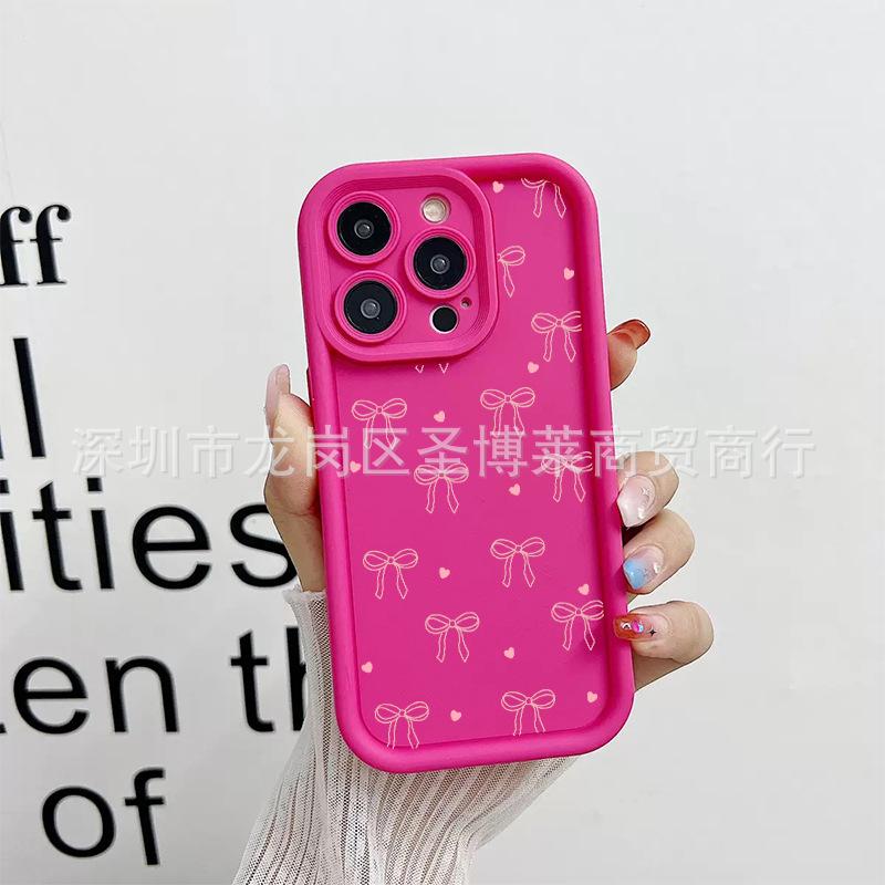 Powder bow is suitable for Apple 17 mobile phone case 16promax all-inclusive 15 anti-drop 14 emery 13 protective cover 11.