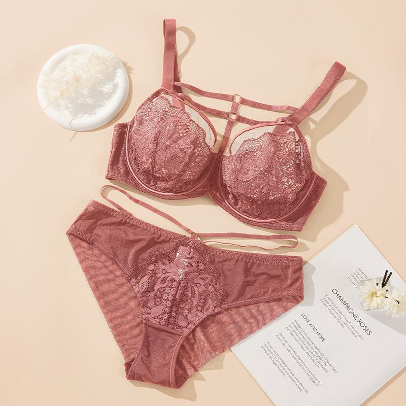 Thin Plus Size Fat  Women's Underwear Big Chest Small Set Bra Breast with Full Cup Bra