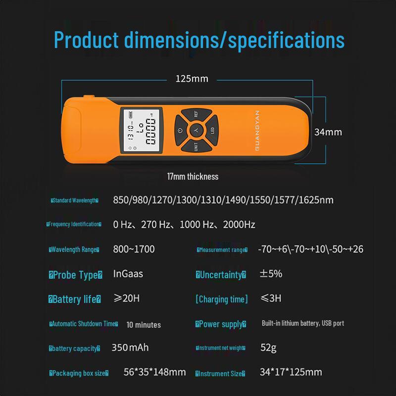 GUANGYAN G1000 Mini Optical Power Meter & Fiber Optic Attenuation Tester (-70 To +6)