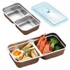 Stainless Steel Small Snack Containers Leak Proof Food Storage Containers Double Compartment Fruit Snack Box for Home Kitchen