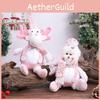 Cute Pink Plush Snowman And Reindeer Figurines For Joyful Christmas Decoration
