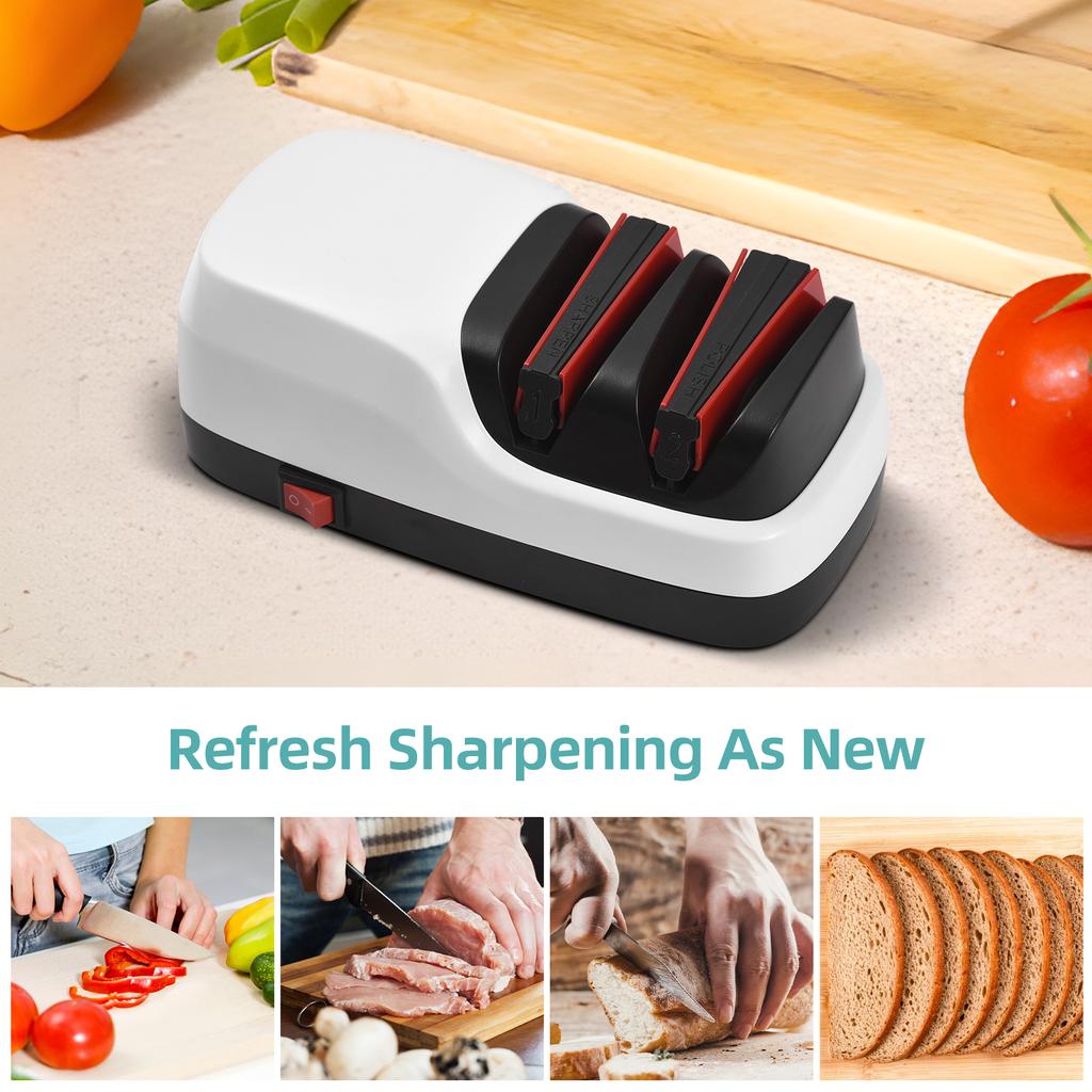 Affilatrice elettrica per coltelli Sistema di affilatura coltelli a 2 stadi per affilare e lucidare rapidamente i coltelli