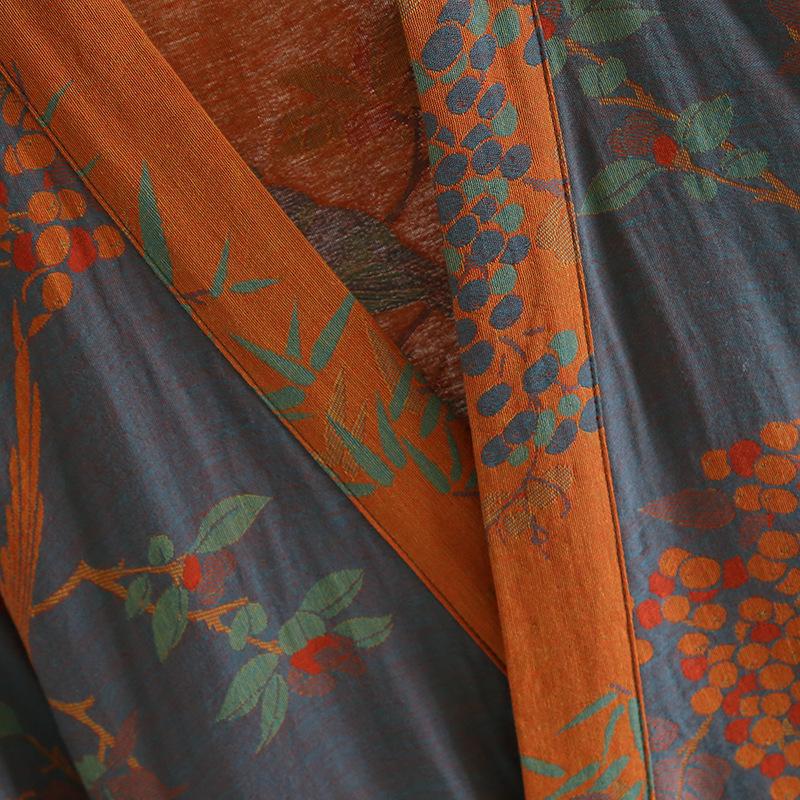 Women Sleeve Spring Autumn Bathrobe Printed Morning Robes Loose Home Wear Sleep Dressing Gowns
