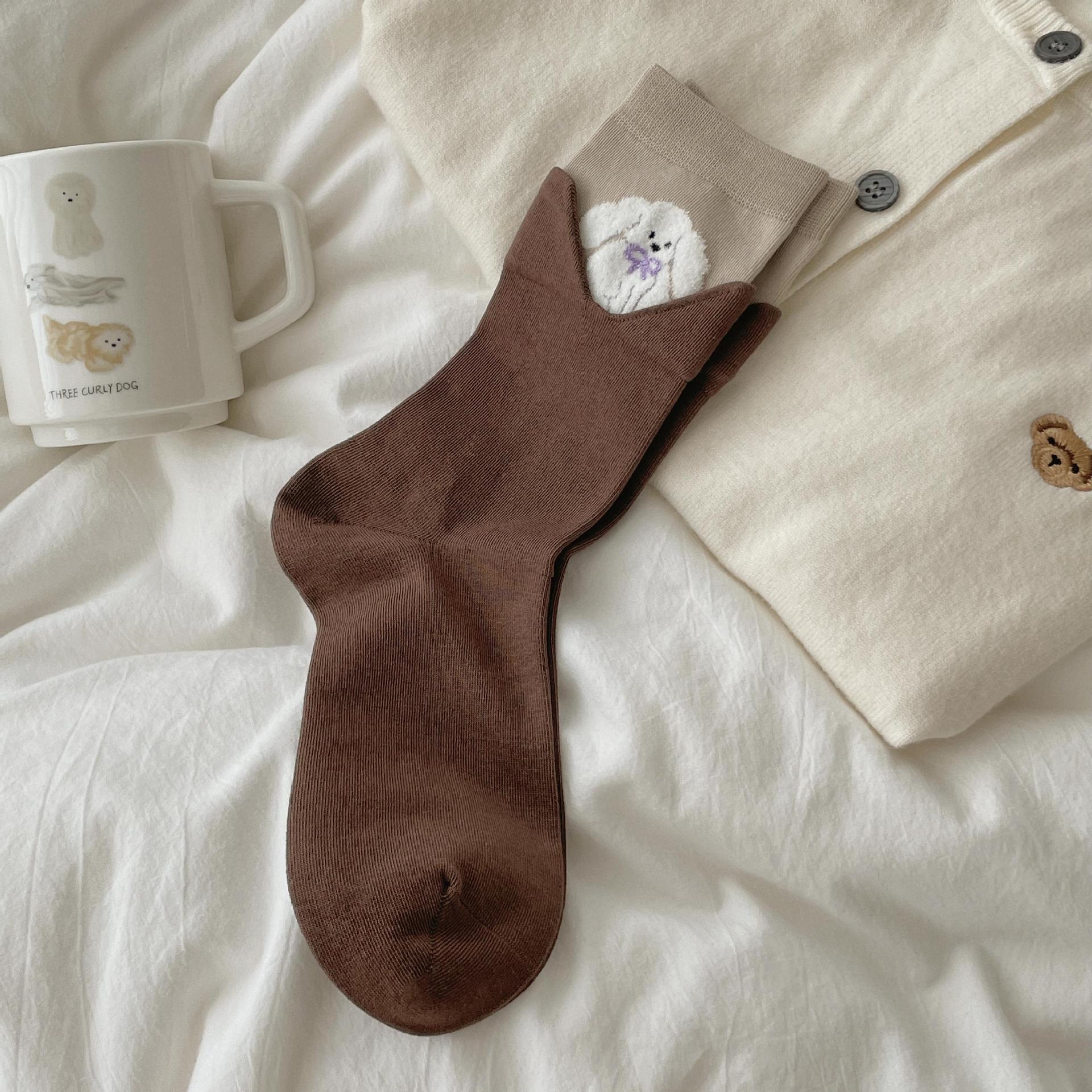 

Женские носки до середины икры с двойной резинкой в рубчик, бесшовные, оригинального дизайна, в корейском стиле, модные Ins. One Size кофейный