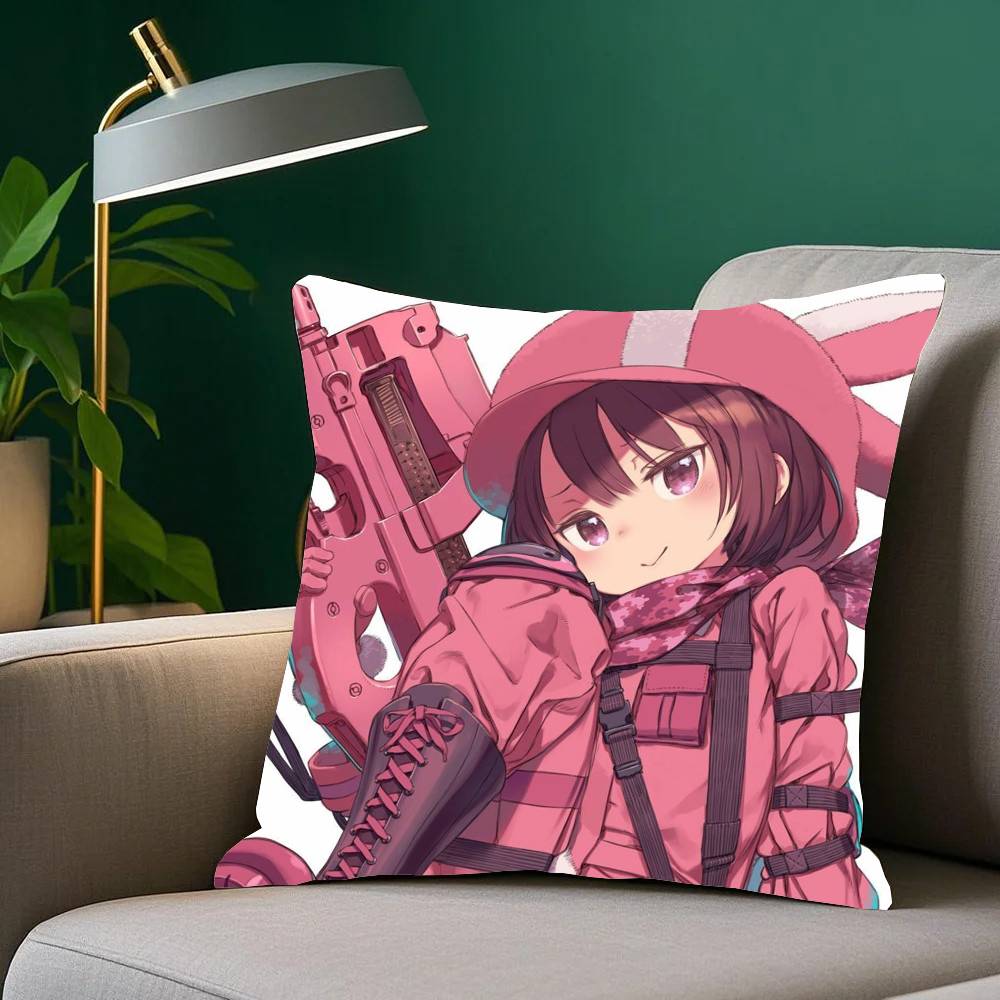 Gun G-Gale Online Anime Kuddfodral Heminredning Pläd för Soffa Säng Bil Rumsdekor Presentidé