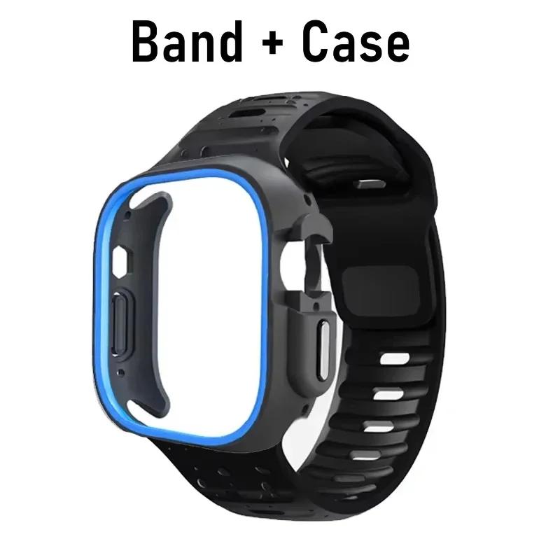 TPU Case+Silicone Strap for Apple Watch Band Ultra 49mm Sport Band for Iwatch Series10 9 8 7 6 SE 5 4 46mm 45mm 44mm 41 40 42mm