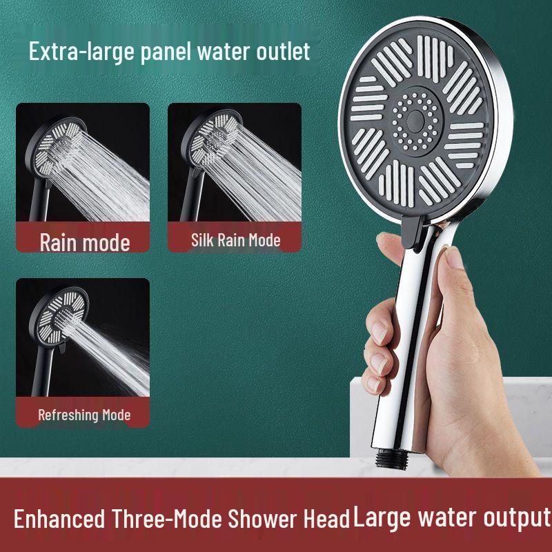 Trycksatt duschhuvud med stor panel och 3 inställningar, inklusive slang - Bath Master Lotusdesign