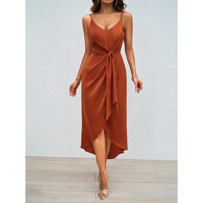 Women's Fashionable Solid Color Suspender Dress