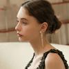 Silver Needle Pearl Long Fringed Stud Earrings French Retro Elegant Temperament Earrings Light Luxury High-end Personalized Earrings