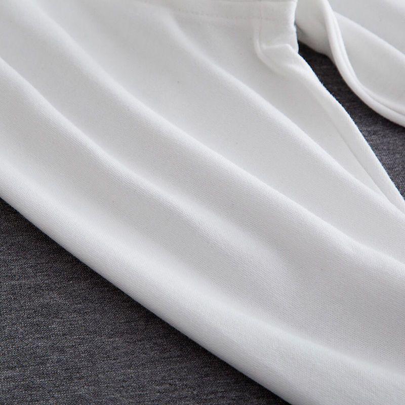 Детский топ с длинными рукавами из чистого хлопка — стиль весна-осень, цвет белый, размеры для девочек и мальчиков, от маленького до среднего.