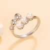 Elegant Geometric Drum-Shaped Pearl Stainless Steel Ring - Perfect Gift for Friends & Girlfriends