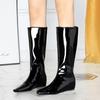 BIGTREE New Black Wedge Heels Women Modern Boots Female Shoes  Fashion Luxury Pointed Toe Ladies Long Knee Western Boots