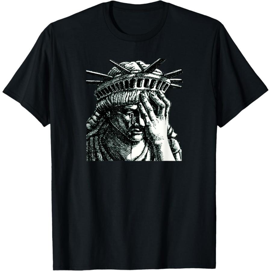 Футболка «Статуя Свободы плачет» Анти-Трамп Сопротивление Нет запрету на мусульман XXXXXL чёрный