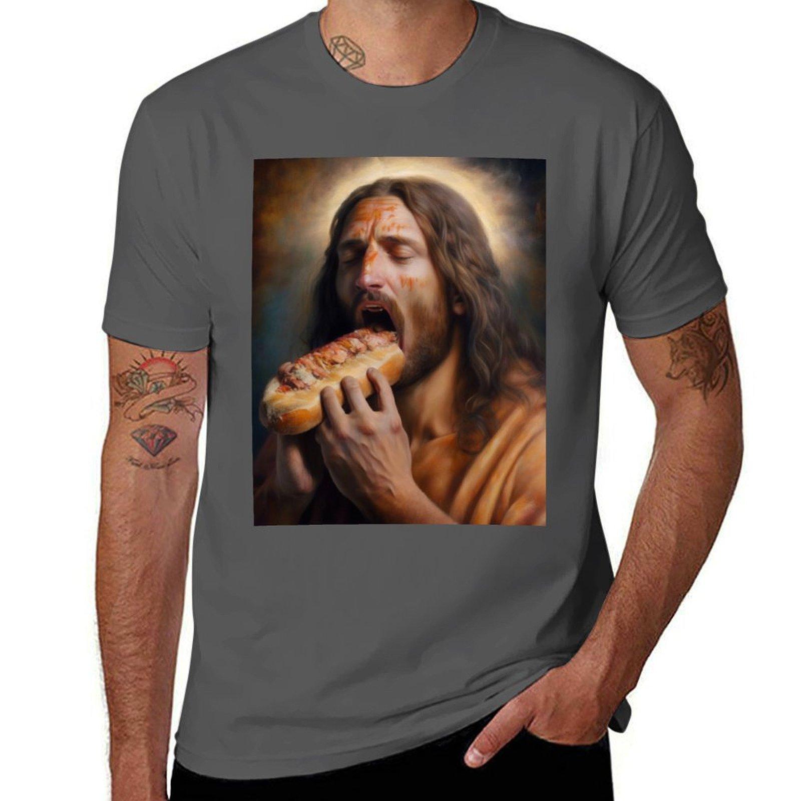 

Jesus loves hot dogs T-Shirt man t shirt cotton high quality cotton t shirt pack man t shirts high quality luxury brand T-Shirt 4XL