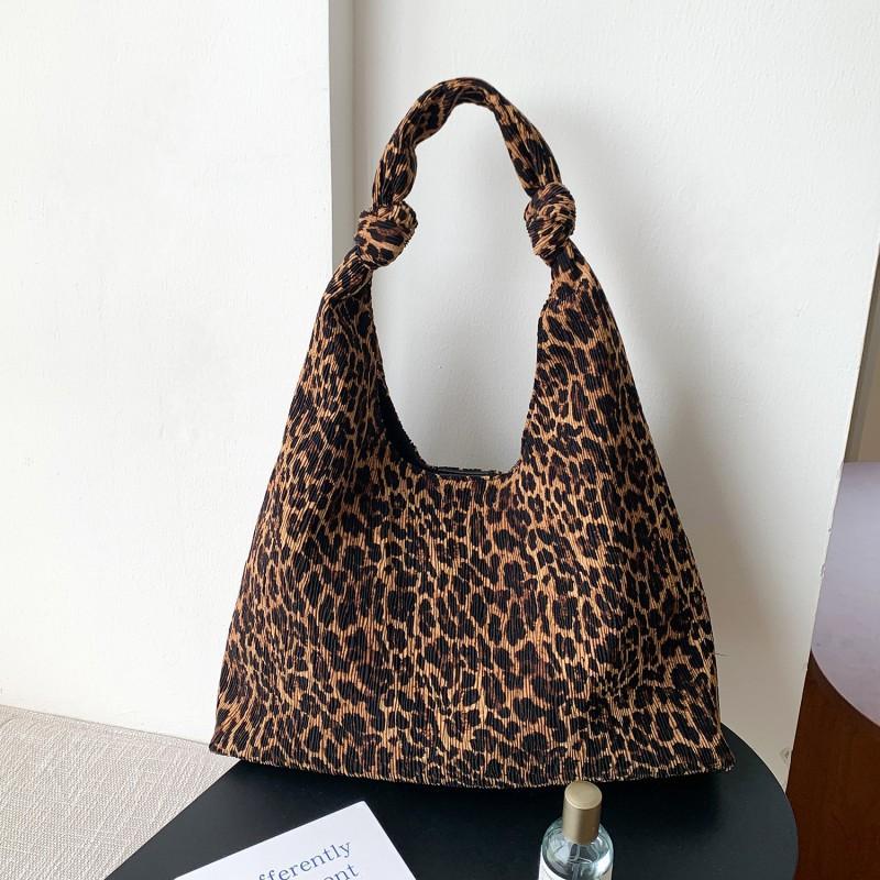 

2025 Korean Version Of Leopard Print Corktail Velvet Bag Women Fashionable All-matching Lazy Ins Style Large Capacity Shoulder