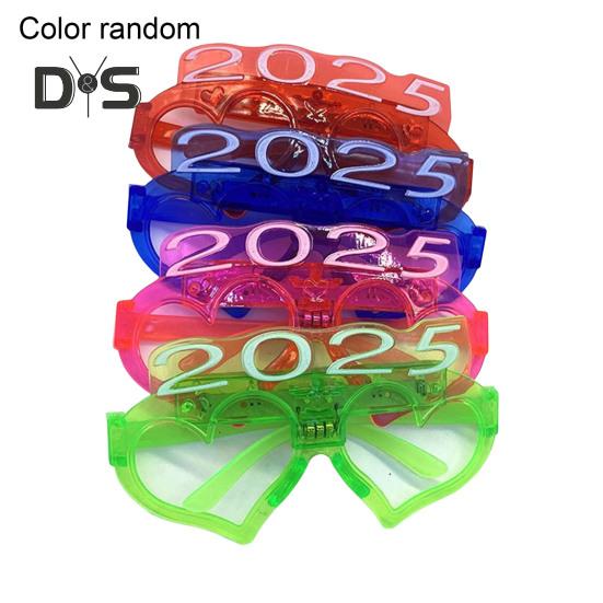 2025 Christmas Glasses Sequin 3 Flashing Modes LED Light Up 2025 New Year Photo Prop Anti-slip Unisex Holiday Themed Party Atmosphere Activator