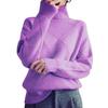 Womens Loose Knit Sweater High Neck Warm Pullover Solid Color Casual Winter Top