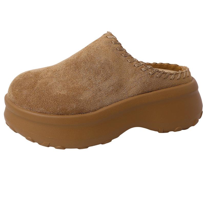 Simple and comfortable retro thick-soled bag head drag women 2025 autumn new fashion casual shoes bag head slippers
