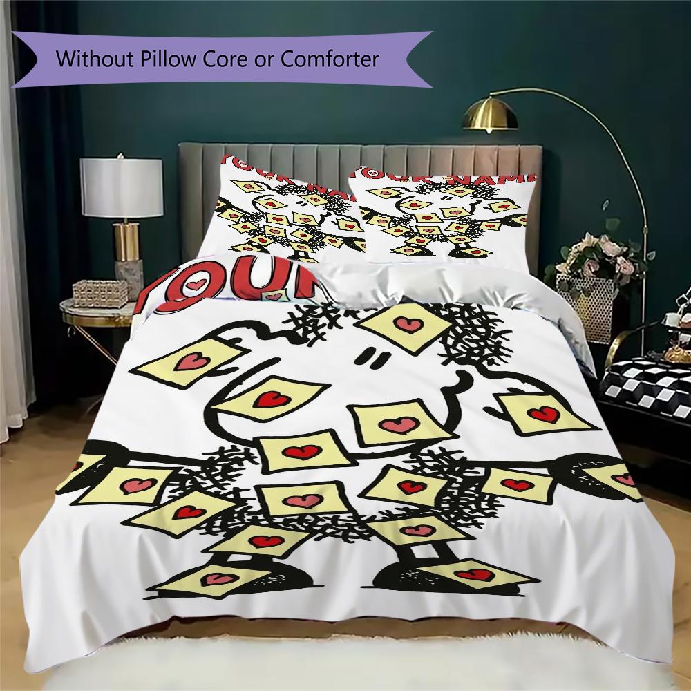 Custom Name Sheepworld Pattern Bedding Uilt Set Uilt Cover Pillowcase Home Decoration Birthday Gift (1*duvet Cover+2*pillowcase Without Core)