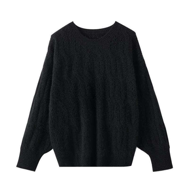 2026 Le Ka Sha Korean Style Mohair Hollow Knit Pullover for Women - Autumn/Winter Fairy Top Sweater