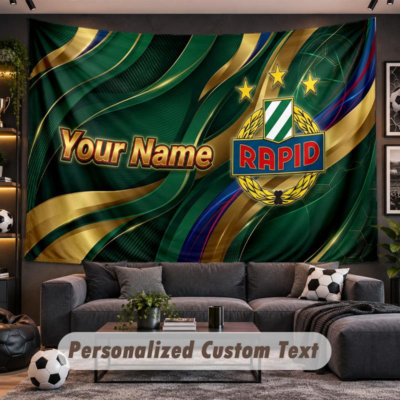 Rapid Wien FC Personalized Tapestry Support Custom Name, Wall Art Home Decoration