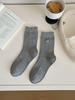 Autumn Lace Ruffle Bow Embroidery Cotton Mid-Calf Socks for Women