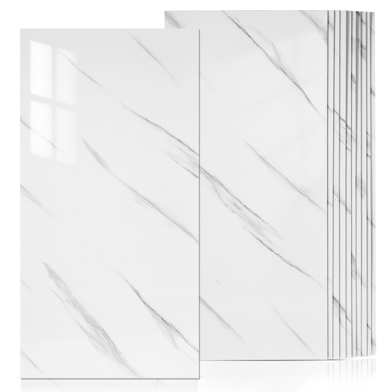 

Luxshiny 10-Piece Peel and Stick Backing Sheets for Wall Tiles, Marble Wallpaper, Subway Tiles, Kitchen, Bathroom, Removable Waterproof Sheets, 60x30c